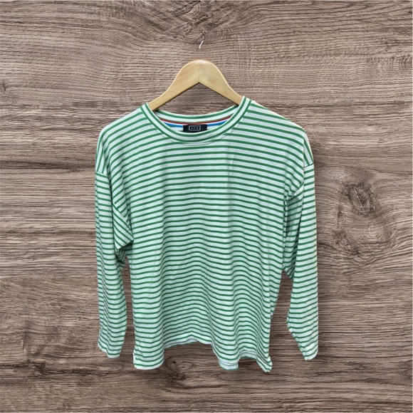 AYR Striped Long Sleeve Tee Large Green White - Picture 1 of 4